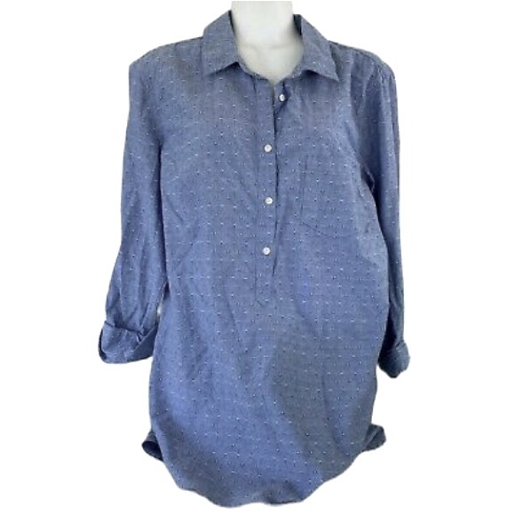 Merona Tops - Merona | Women's Swiss dot button front long sleeve shirt